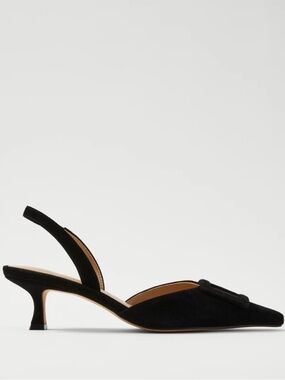 Ann Taylor Vintage Black Pointy Toe Suede Slingback Heels Women’s Size 6 $105